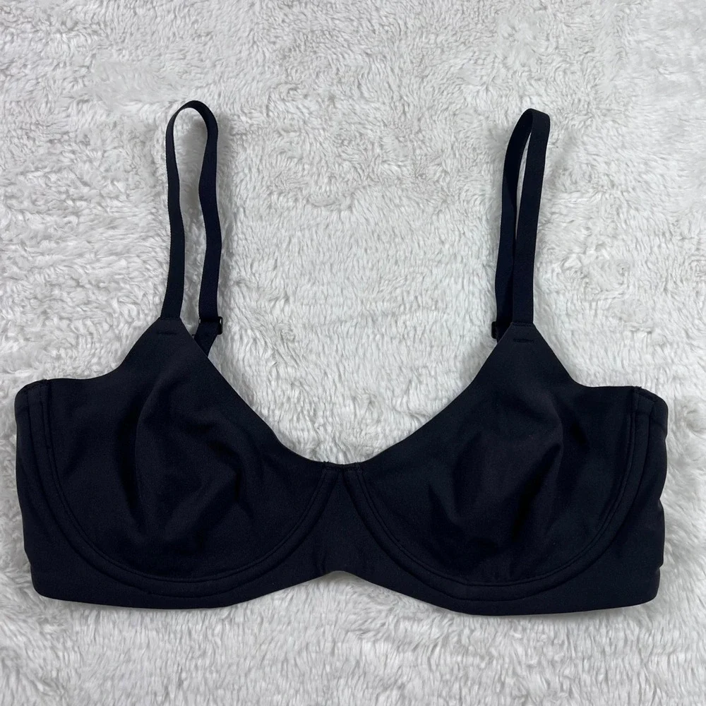 SKIMS Fits Everybody Unlined Underwire Bra Onyx Black Size 32D RN 158973 NWOT